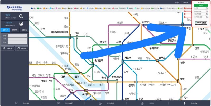 韓国ソウル地下鉄路線外国語案内